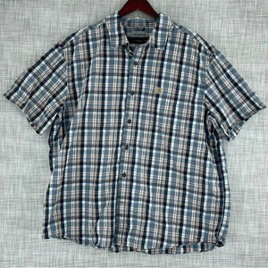 Carhartt Mens Size 2XL shot sleeve button down shirt plaid 2906